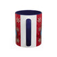 Clay Santa Pattern Mug | Christmas Snowflake Accent Coffee Mug