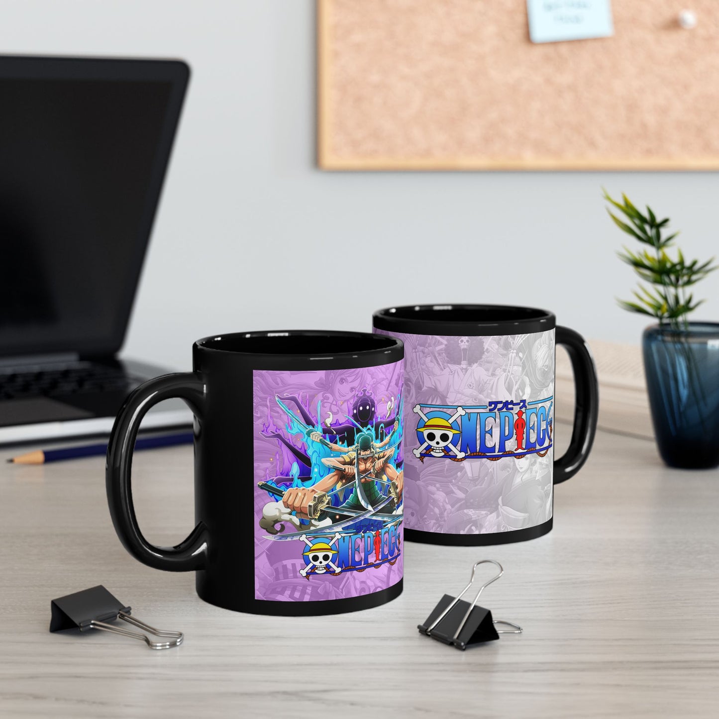 One Piece Anime Logo Black Mug Pirate Crew Coffee Cup
