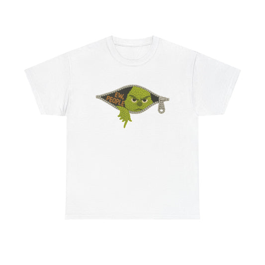 Grumpy Green Monster Peeking Tee | "Ew People" graphic