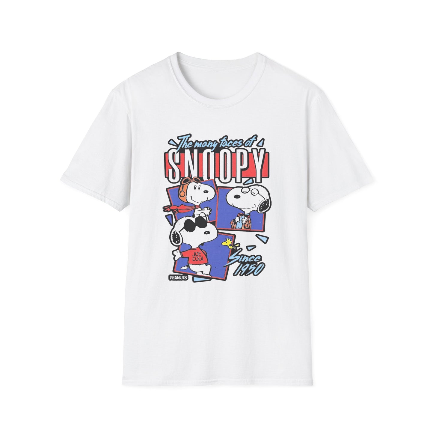 Snoopy Graphic T-Shirt — "The Many Faces of Snoopy" Retro Cartoon Tee