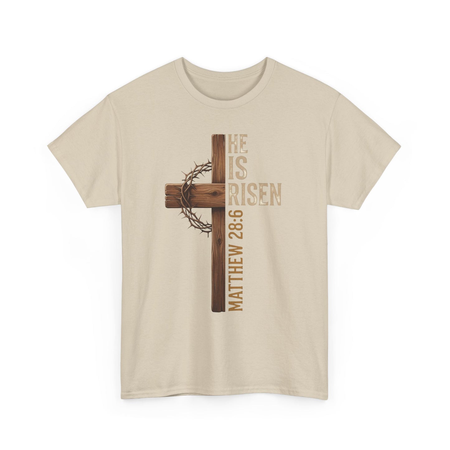 He Is Risen Cross T-Shirt | Matthew 28:6 Christian Easter Tee