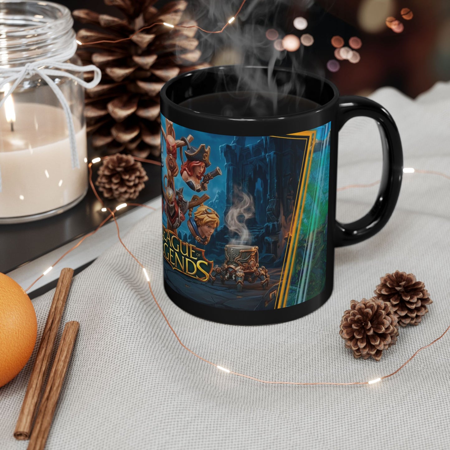 League of Legends Black Mug Champion Collage Gaming Coffee Cup