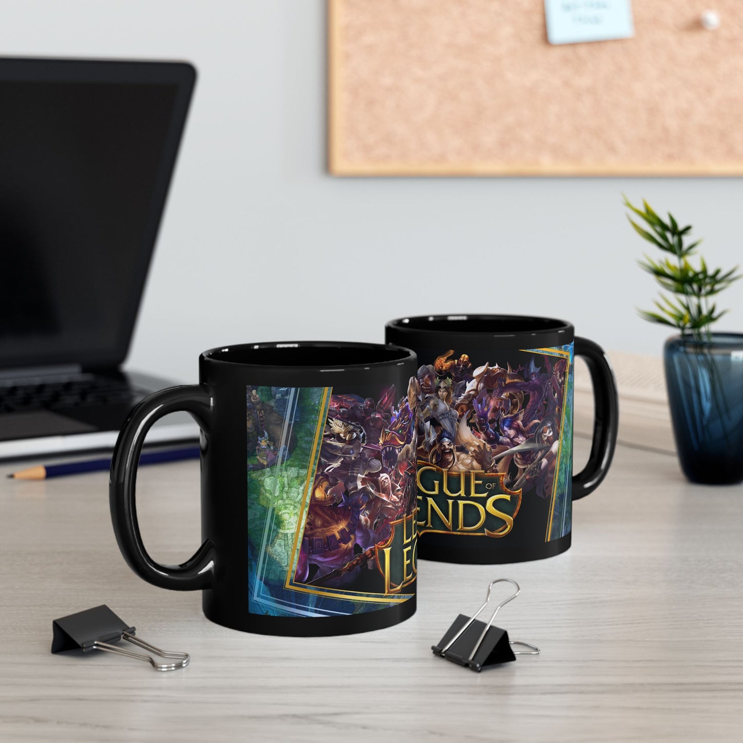 League of Legends Black Ceramic Mug Champion Collage