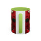 Cute Santa Pattern Accent Coffee Mug | Christmas Holiday Snowflakes