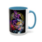 Yu-Gi-Oh! Dark Magician & Dark Magician Girl Accent Coffee Mug | Anime Duelist Galaxy Design (11/15oz)