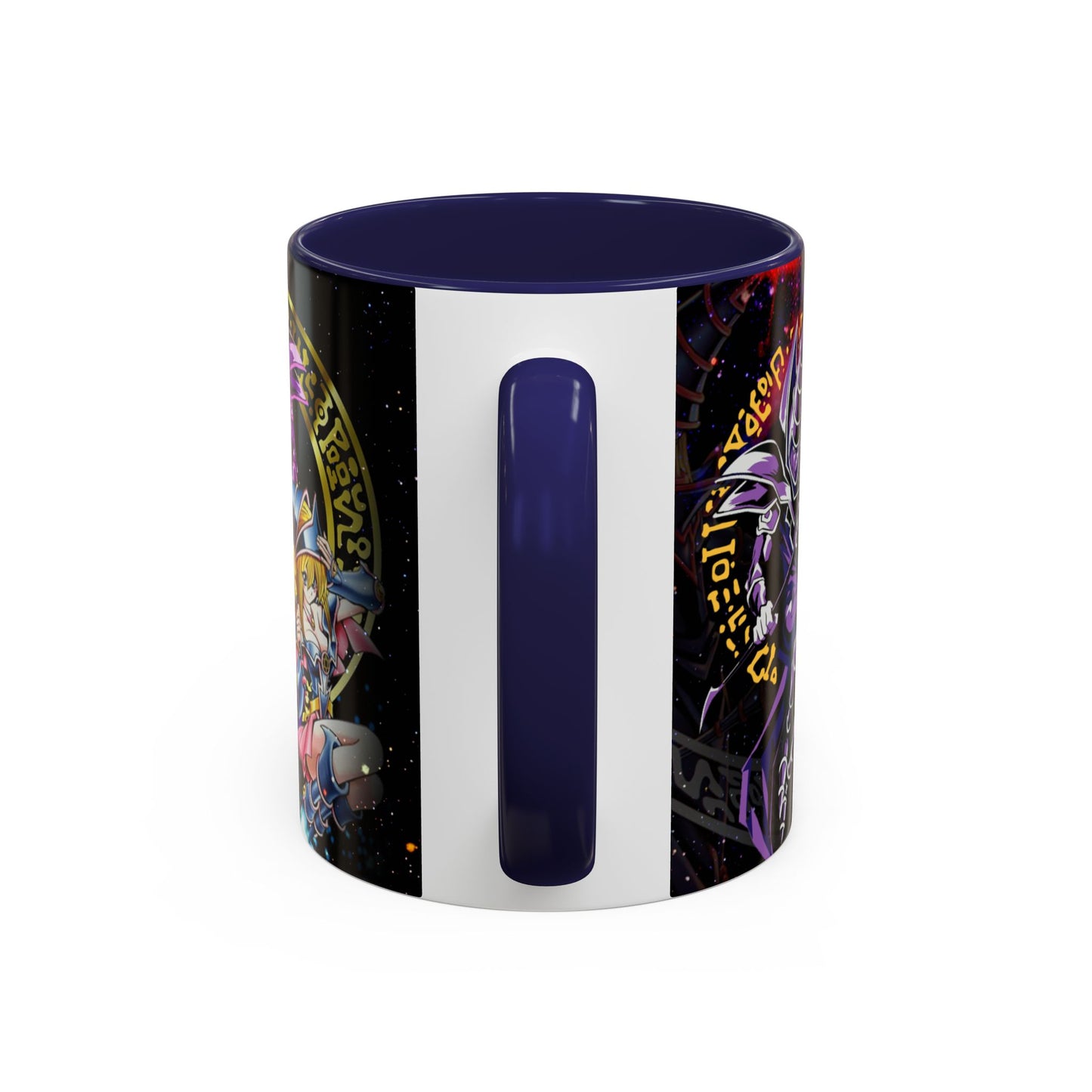 Yu-Gi-Oh! Dark Magician & Dark Magician Girl Accent Coffee Mug | Anime Duelist Galaxy Design (11/15oz)