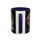 Yu-Gi-Oh! Dark Magician & Dark Magician Girl Accent Coffee Mug | Anime Duelist Galaxy Design (11/15oz)