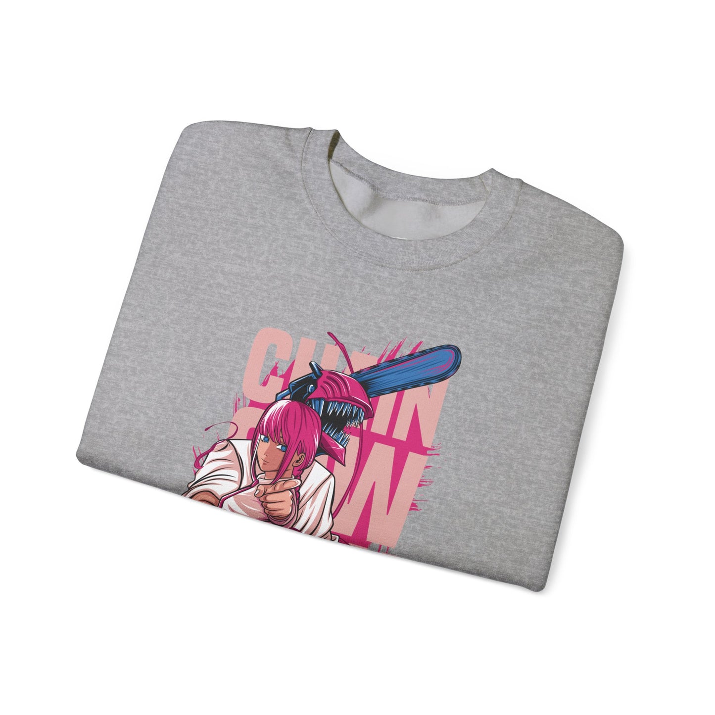 Cherry Anime Girl with Bat Crewneck Sweatshirt | Kawaii Japanese Text