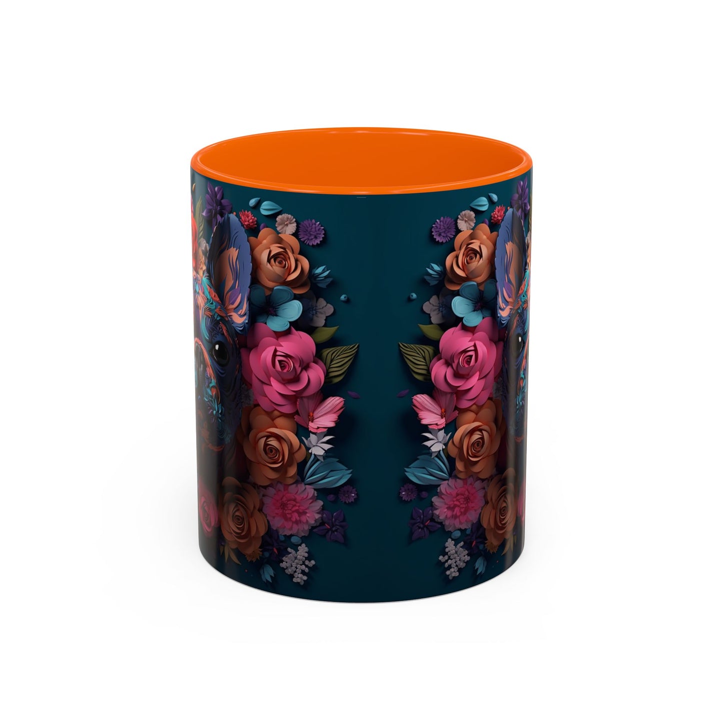 Floral French Bulldog Accent Coffee Mug  Colorful Dog Art 11/15oz