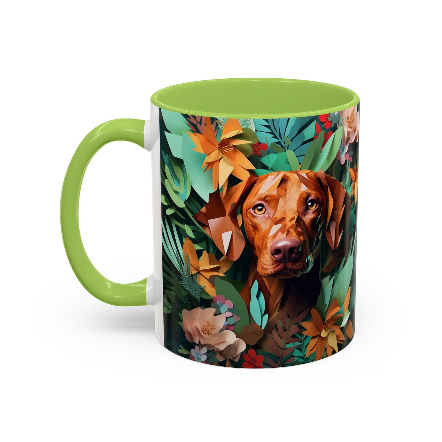 Vizsla Floral Accent Coffee Mug — Dog Portrait Botanical 11/15oz