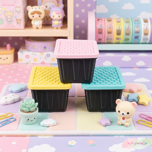 Kawaii Mini Bins | Desk Organizer, Storage Box (3.5 x 2.5 in)