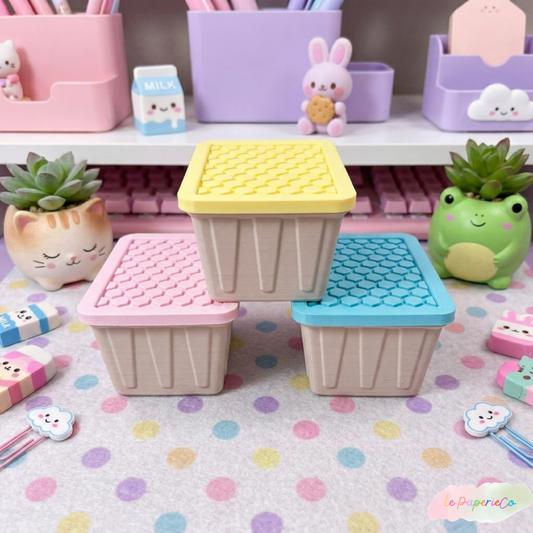 Kawaii Mini Bins | Desk Organizer, Storage Box (3.5 x 2.5 in)