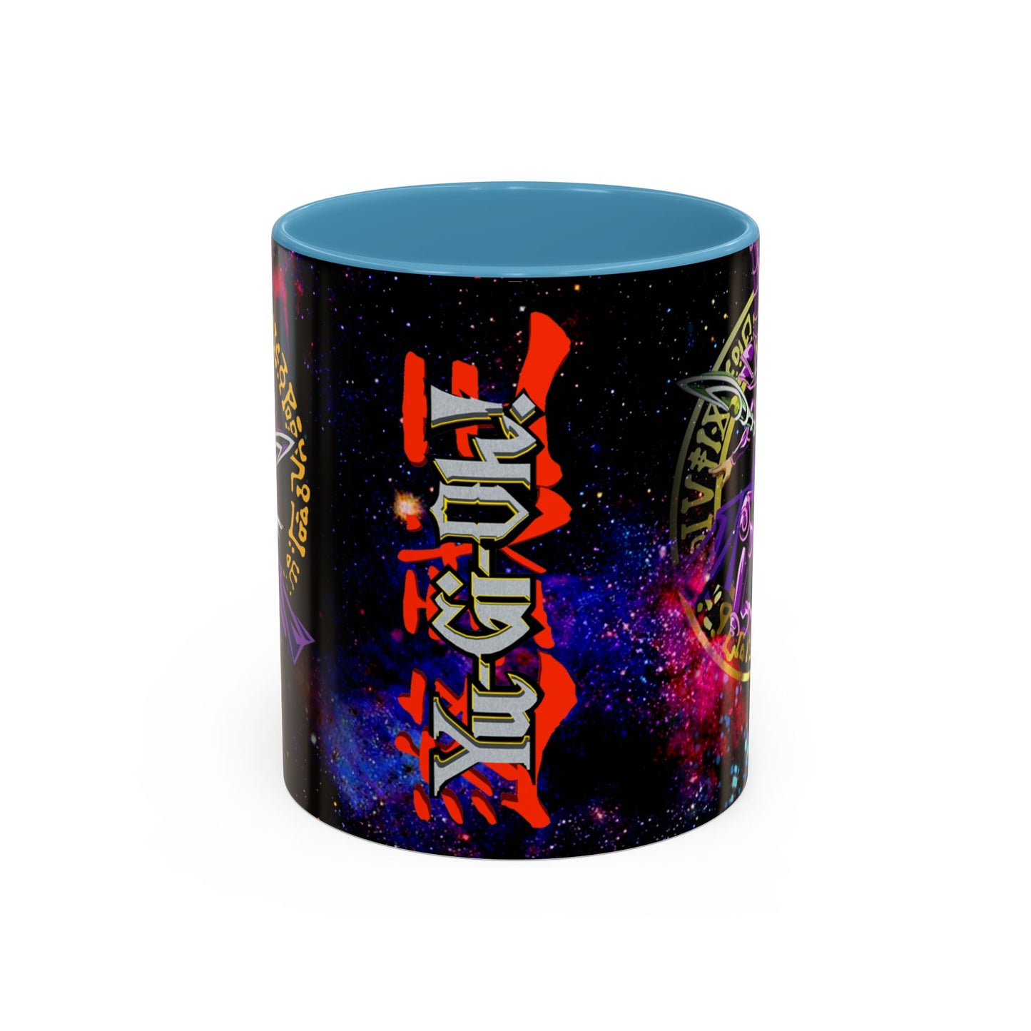 Yu-Gi-Oh! Dark Magician & Dark Magician Girl Accent Coffee Mug | Anime Duelist Galaxy Design (11/15oz)