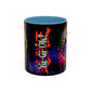 Yu-Gi-Oh! Dark Magician & Dark Magician Girl Accent Coffee Mug | Anime Duelist Galaxy Design (11/15oz)