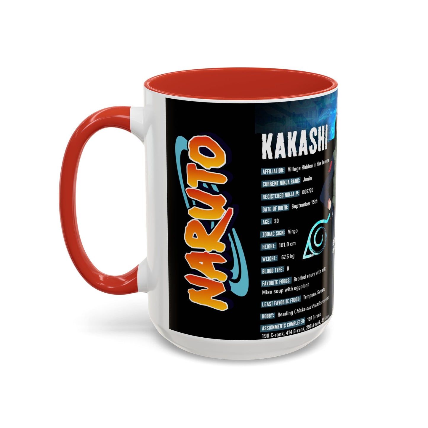 Naruto Kakashi Accent Coffee Mug  Anime Character Collage 11/15oz