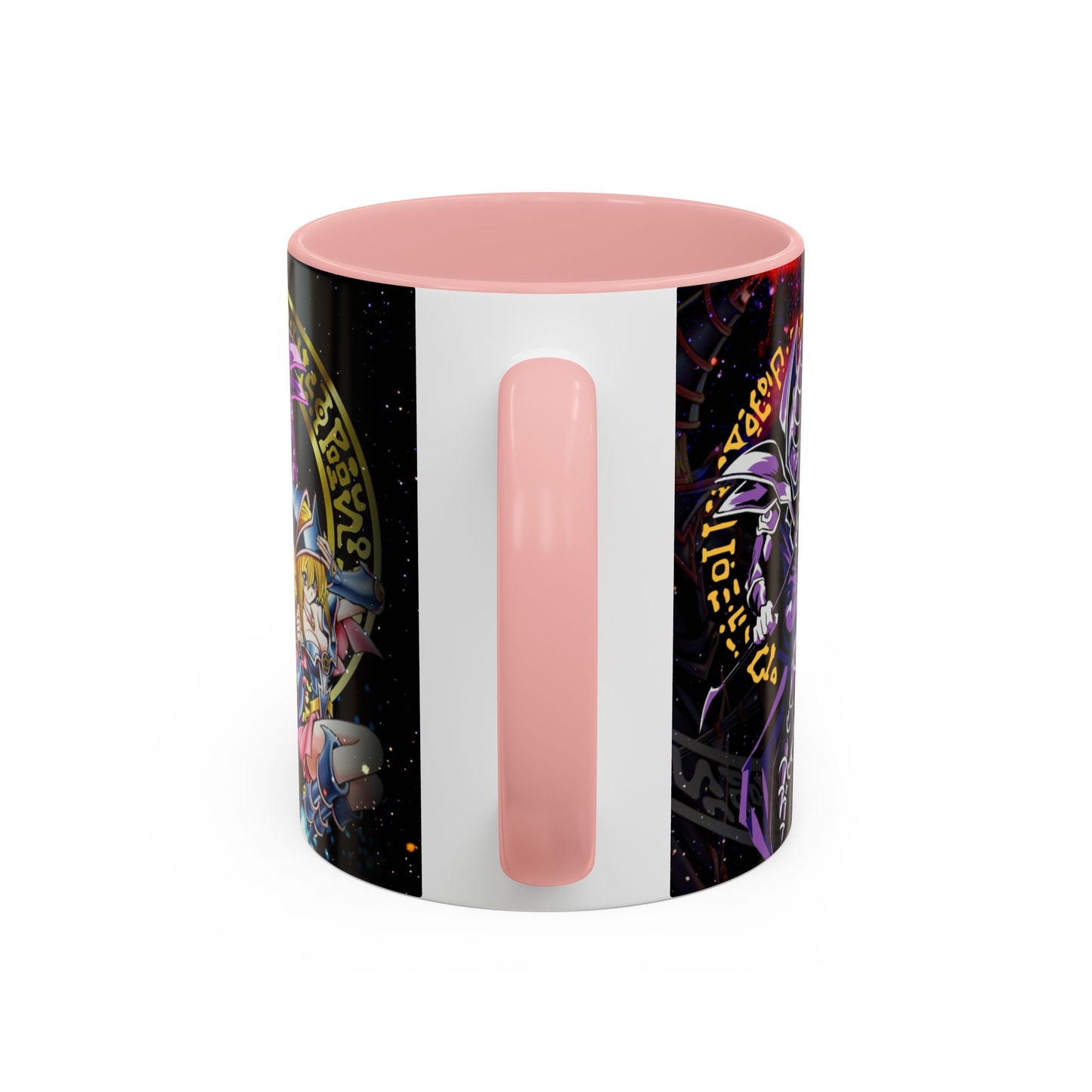 Yu-Gi-Oh! Dark Magician & Dark Magician Girl Accent Coffee Mug | Anime Duelist Galaxy Design (11/15oz)