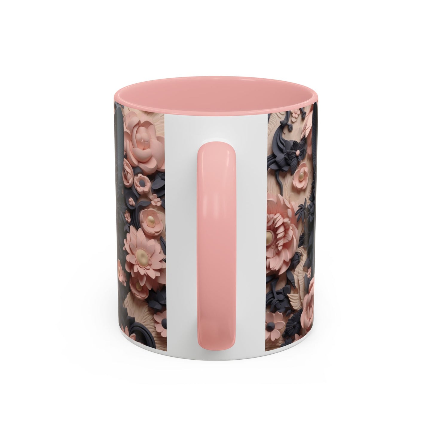 Black Cat & Pink Roses Accent Coffee Mug  11/15oz Floral Cat Art