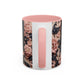 Black Cat & Pink Roses Accent Coffee Mug  11/15oz Floral Cat Art