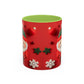 Cute Santa Pattern Accent Coffee Mug | Christmas Holiday Snowflakes
