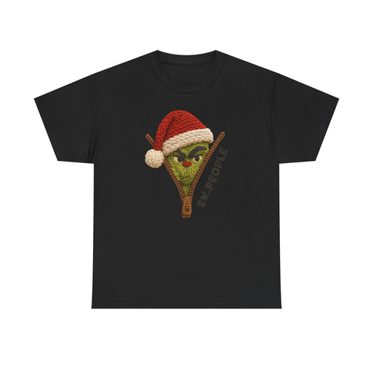 Grinch Pizza Slice Santa Hat T-Shirt | Funny Holiday Anti-People Graphic Tee