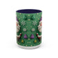 Whimsical Santa Pattern Accent Coffee Mug | Christmas Santa Snowflakes 11oz 15oz