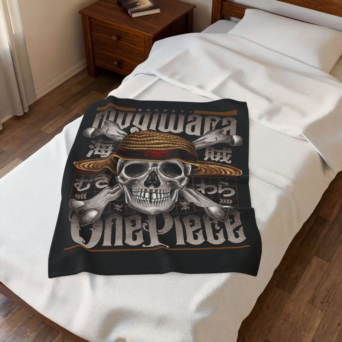 Velveteen Plush Blanket — One Piece Straw Hat Skull Pirate Throw