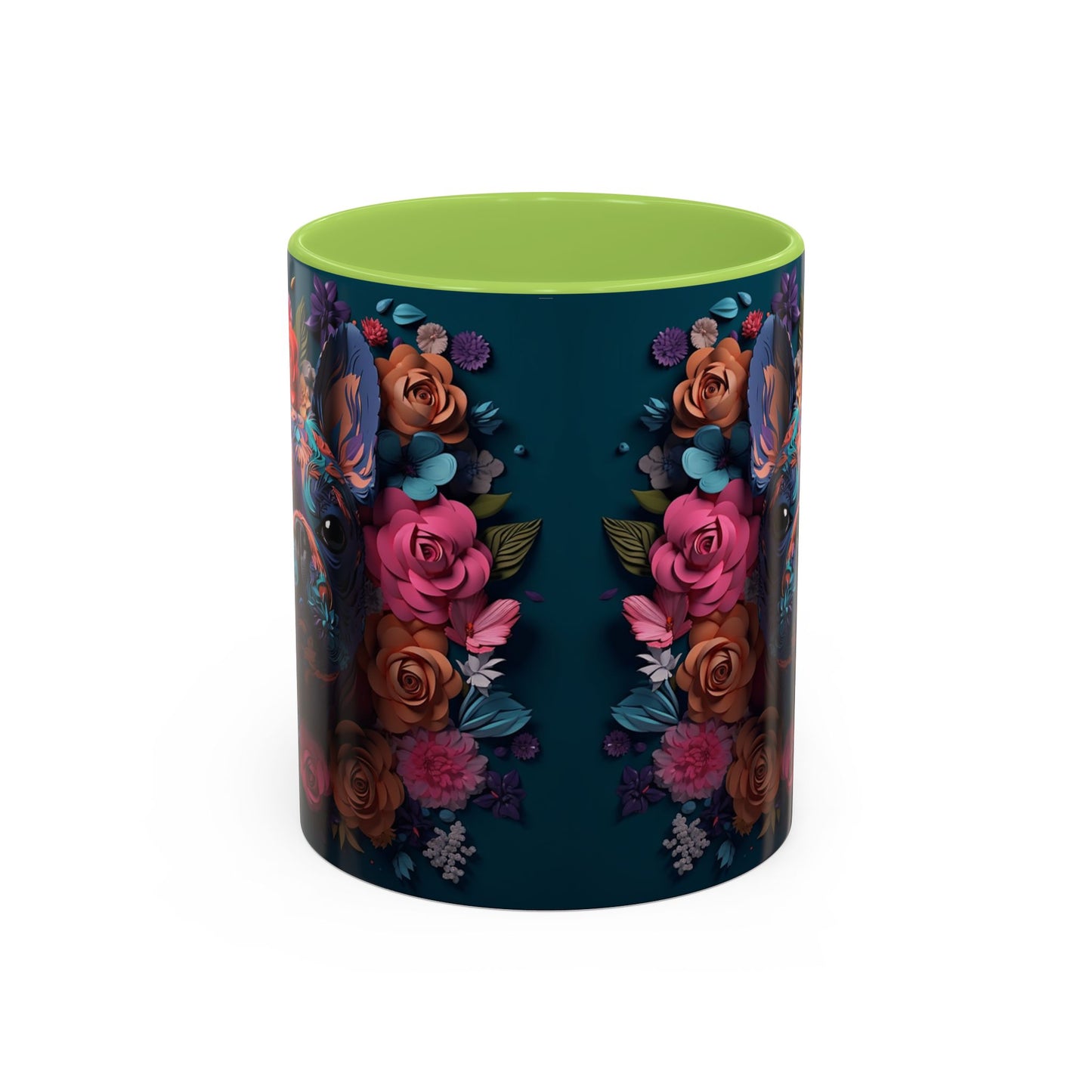 Floral French Bulldog Accent Coffee Mug  Colorful Dog Art 11/15oz