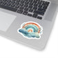 Boho Rainbow Cloud Sticker — Pastel Watercolor Kiss-Cut Decal for Laptops & Journals