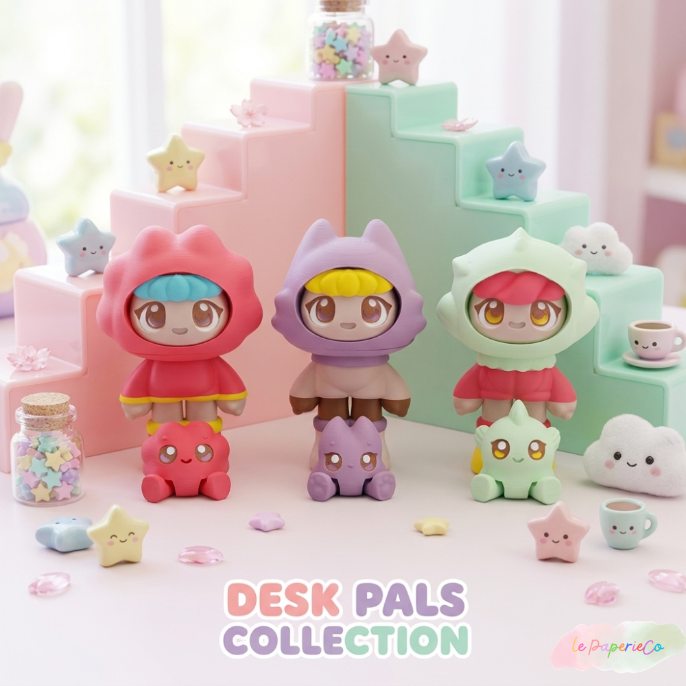 Kawaii Desk Pals Collection: Adorable 3D Printed Desk Dolls