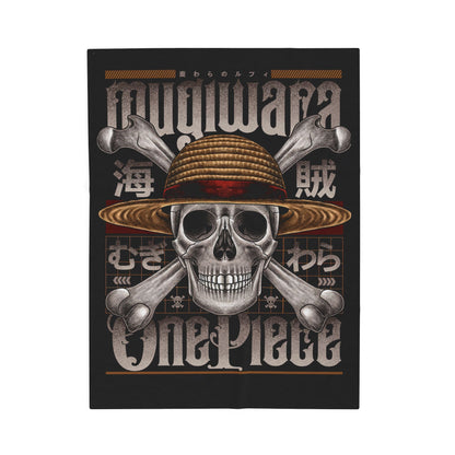 Velveteen Plush Blanket — One Piece Straw Hat Skull Pirate Throw