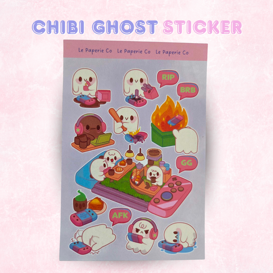 Chibi Ghost Gamer Sticker | Gamer planner/Laptop Decal