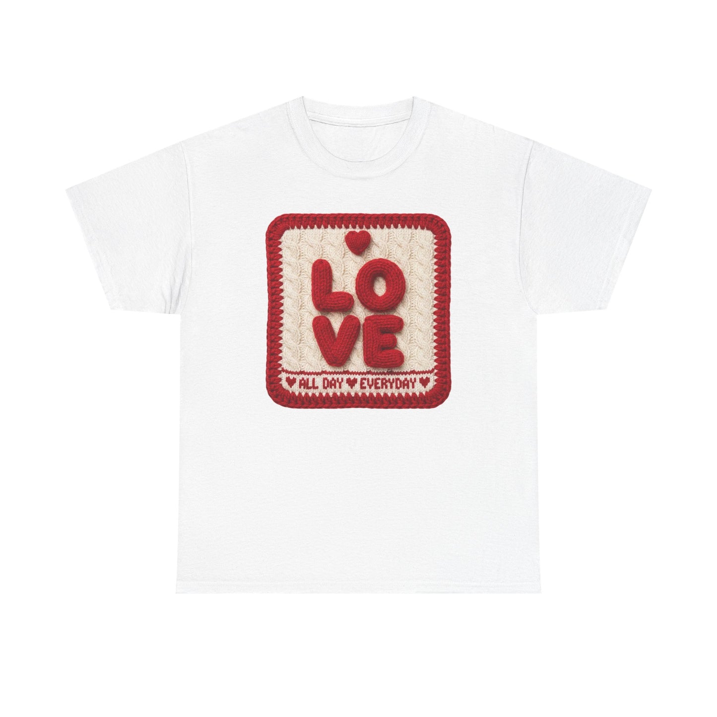 Love Patch T-Shirt — 'Love All Day Everyday' Retro Heart Graphic Tee