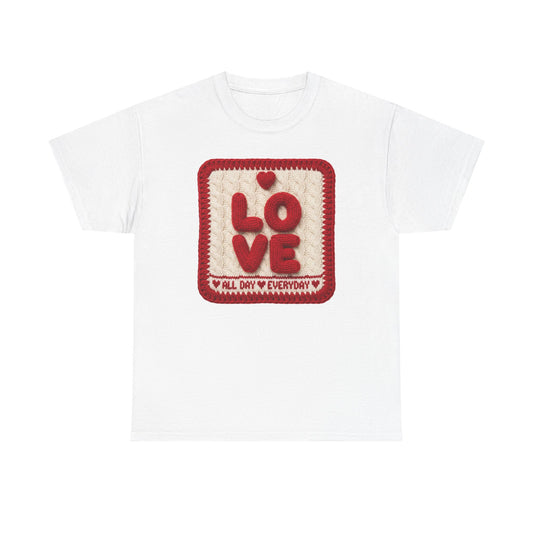 Love Patch T-Shirt — 'Love All Day Everyday' Retro Heart Graphic Tee