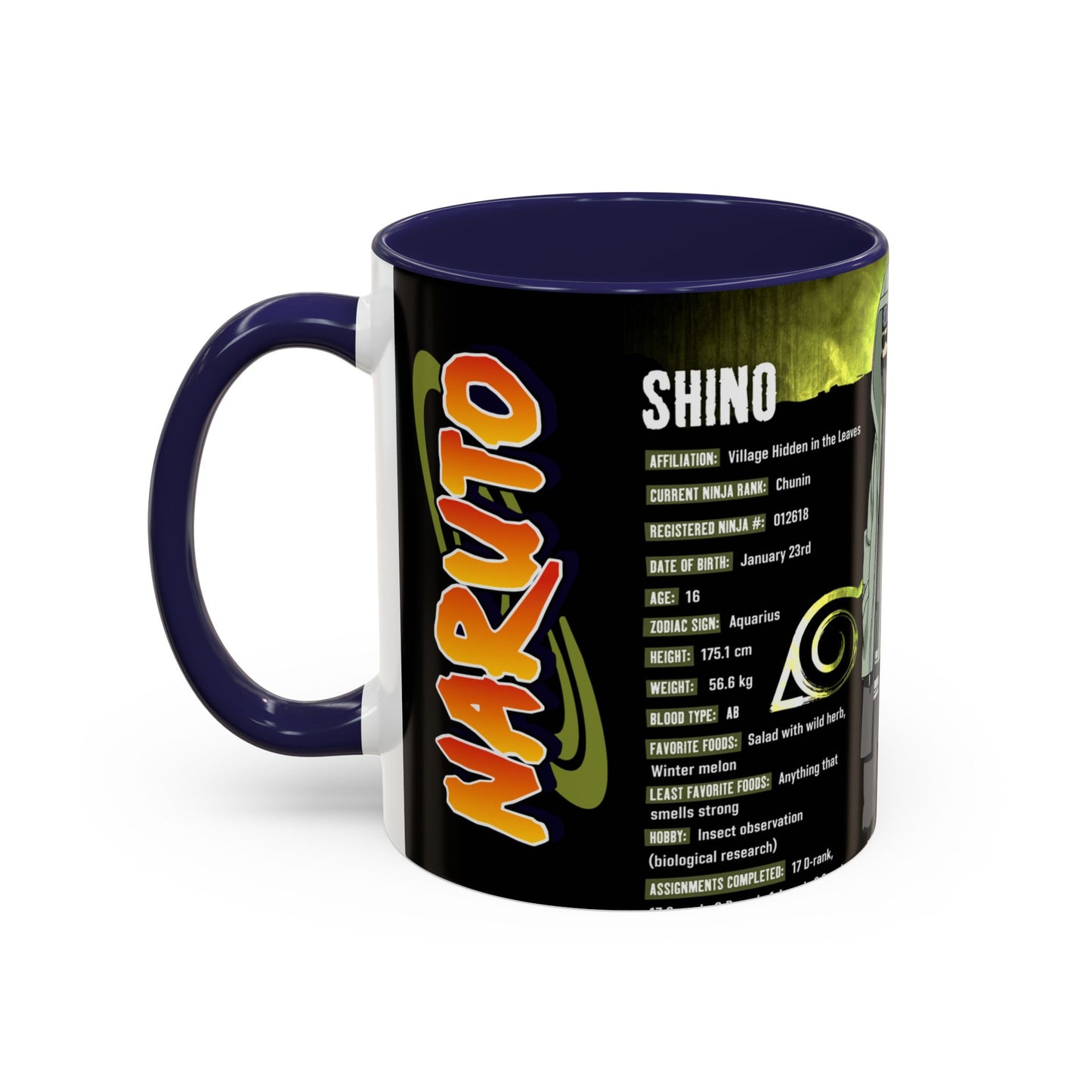 Naruto Shippuden Shino Aburame Accent Coffee Mug  Anime Character Fan Gift (11/15oz)
