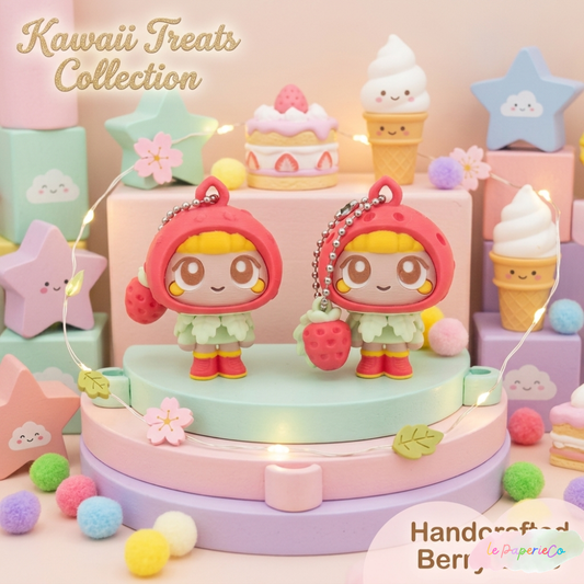 Kawaii Strawberry Twins Keychain