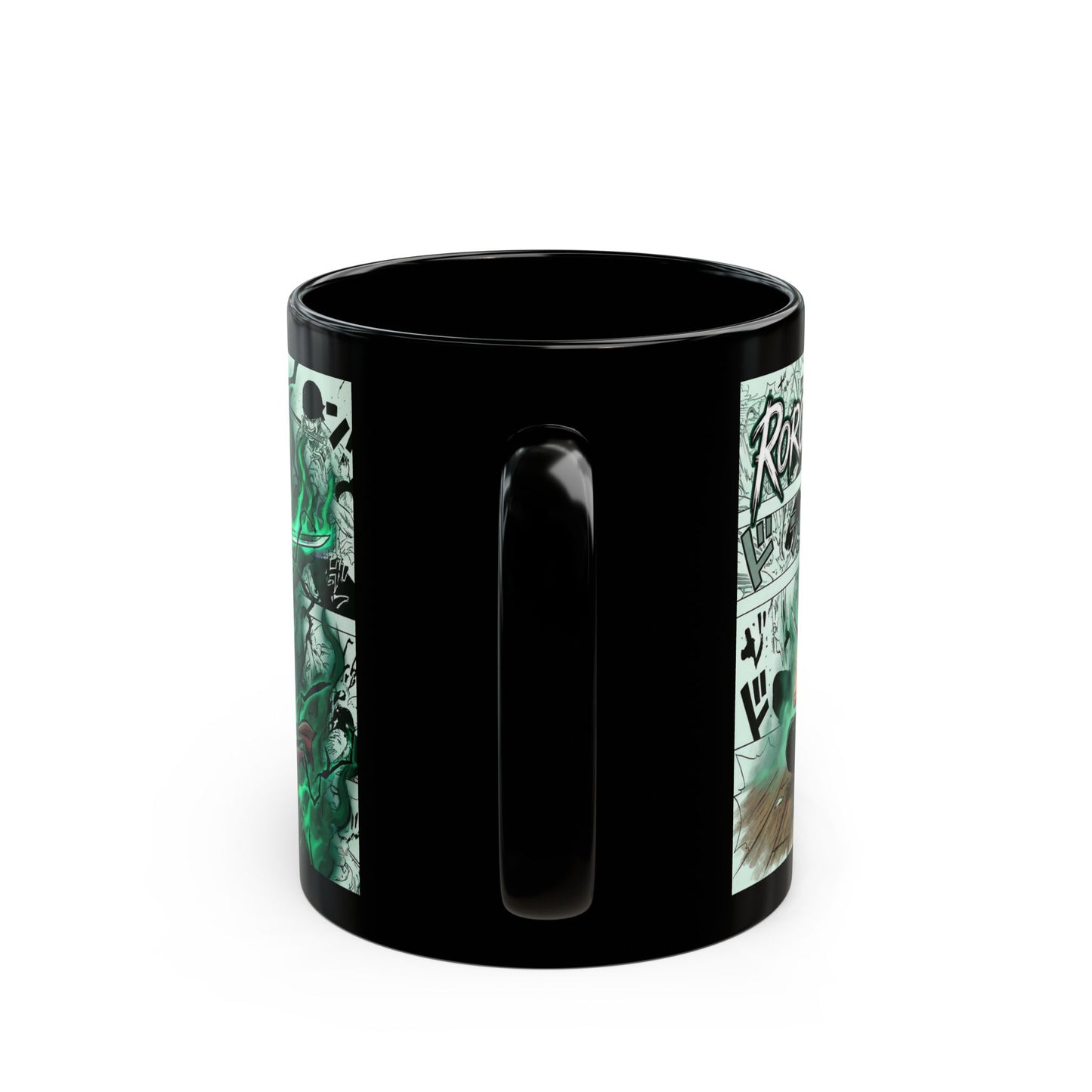 Zoro Samurai Black Coffee Mug  Anime Sword Battle Art