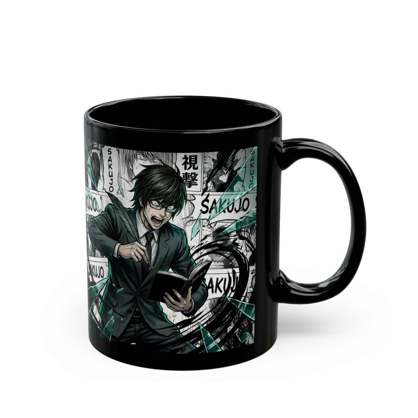 Anime Character Black Mug — Sakujo Manga Collage (11oz & 15oz)