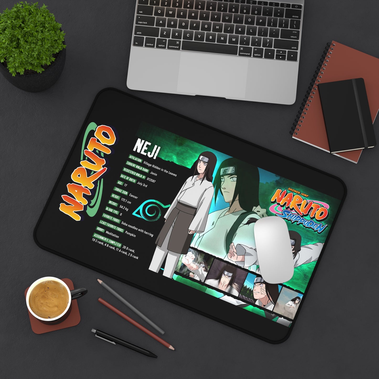 Neji Hyuga Naruto Shippuden Desk Mat | Anime Gaming Mouse Pad