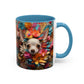 Chihuahua Floral Wreath Accent Coffee Mug Colorful Pet Lover Gift (11/15oz)