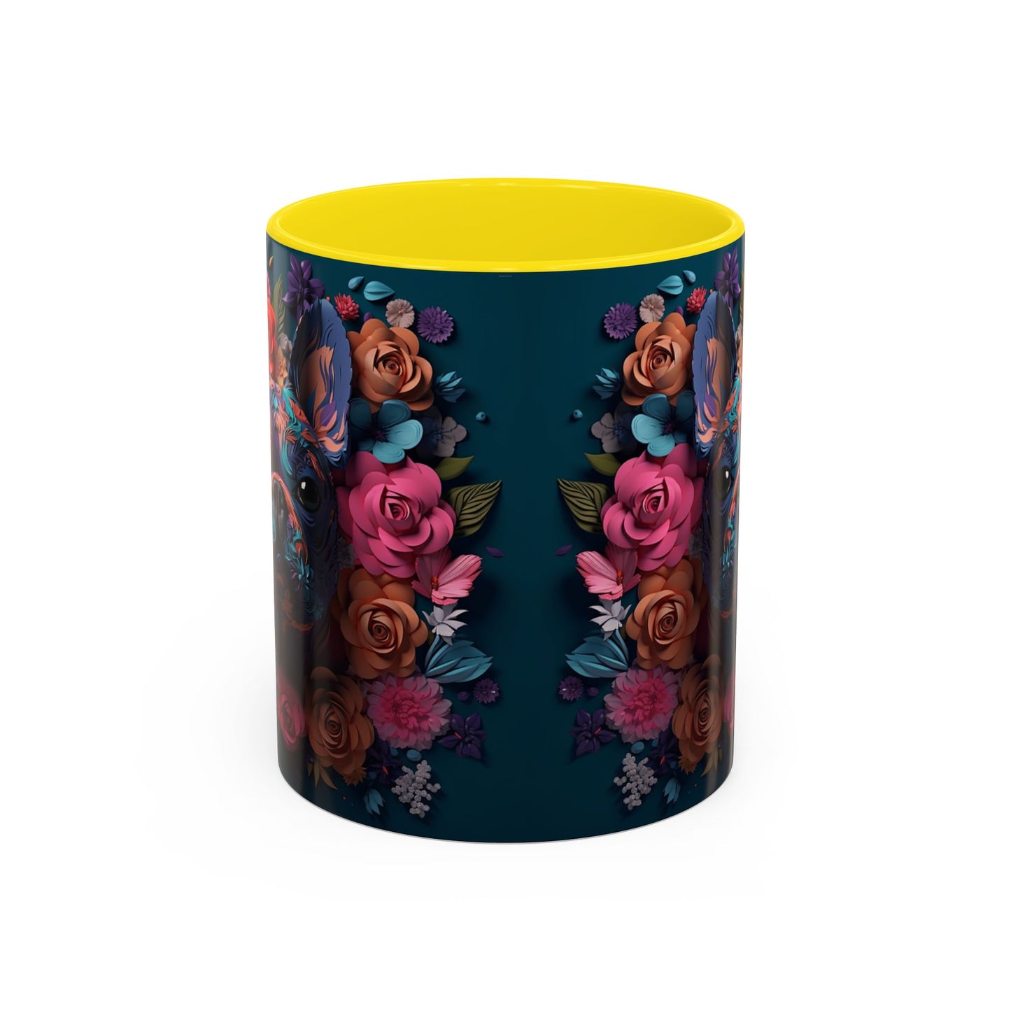 Floral French Bulldog Accent Coffee Mug  Colorful Dog Art 11/15oz