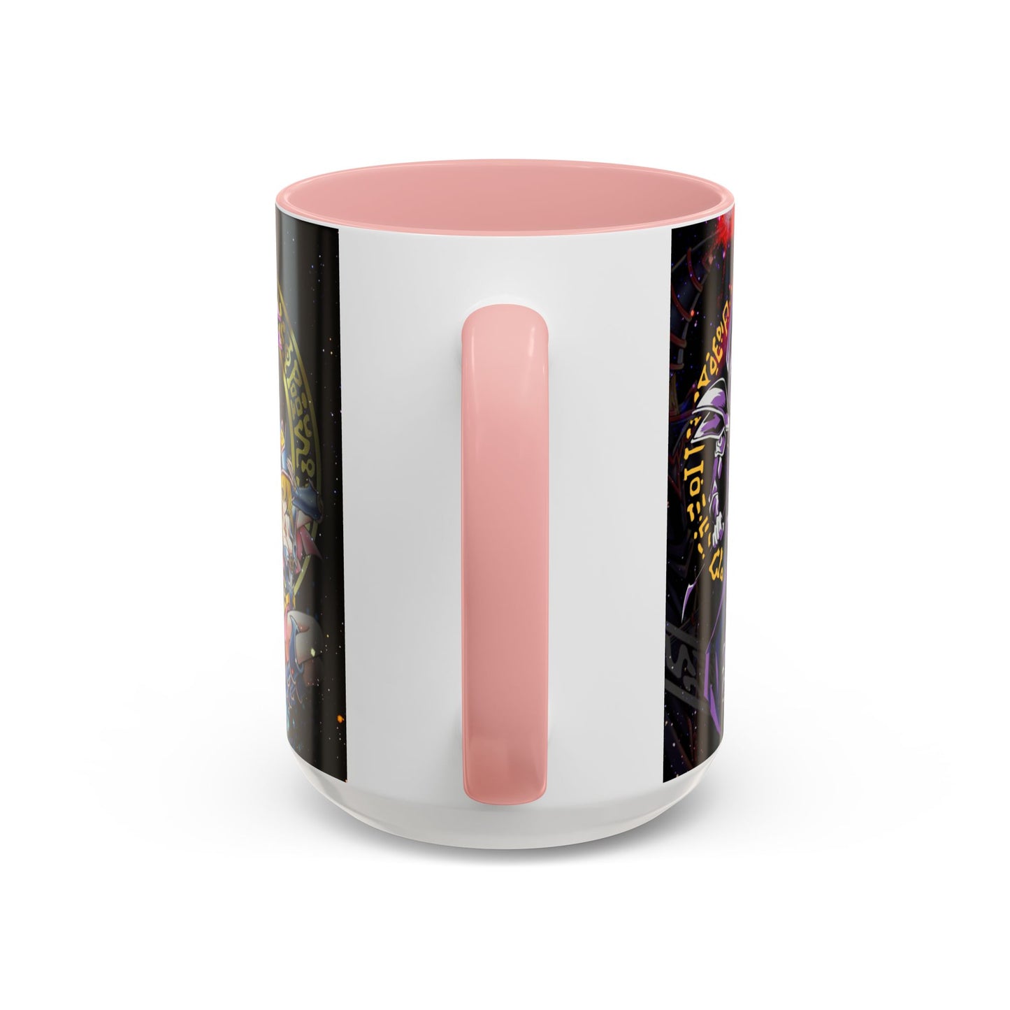 Yu-Gi-Oh! Dark Magician & Dark Magician Girl Accent Coffee Mug | Anime Duelist Galaxy Design (11/15oz)