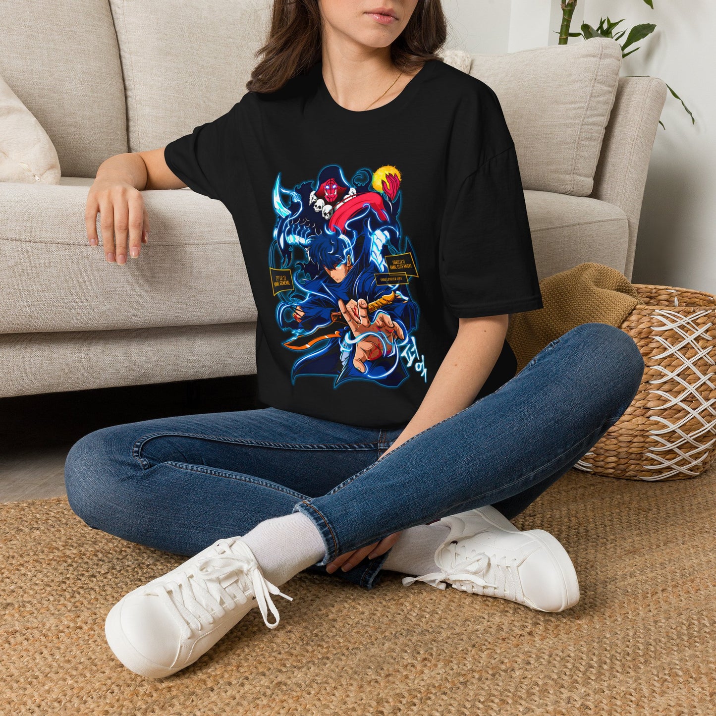 Demon Rider Illustration T-Shirt | Neon Fantasy Anime Design
