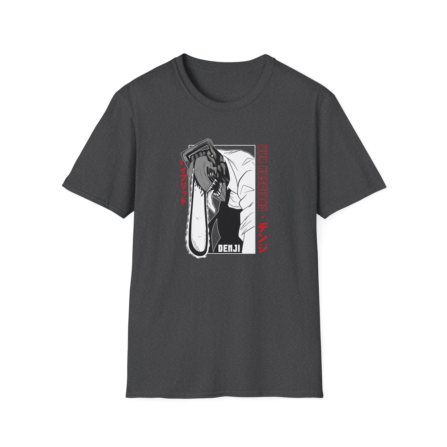 Anime T-Shirt — Dark Anime Chainsaw Man ‘Denji’ Graphic Tee (Japanese Text)