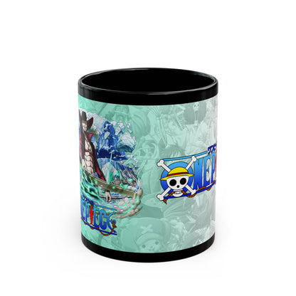 Anime Logo Black Coffee Mug 'One Piece' Style Pirate Crew Design