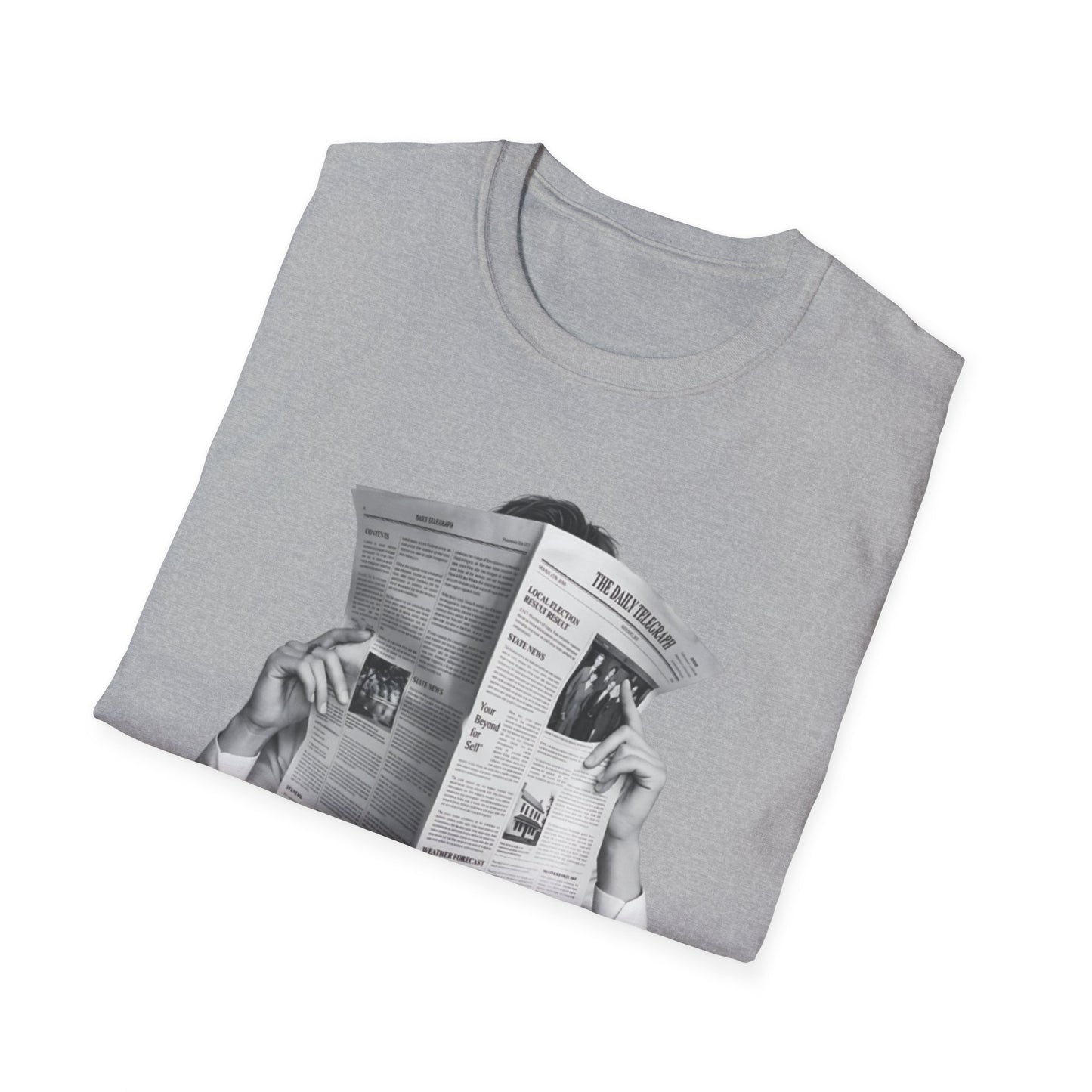 BTS  Reading Newspaper T-Shirt | Vintage Illustration, Retro Newsprint Tee