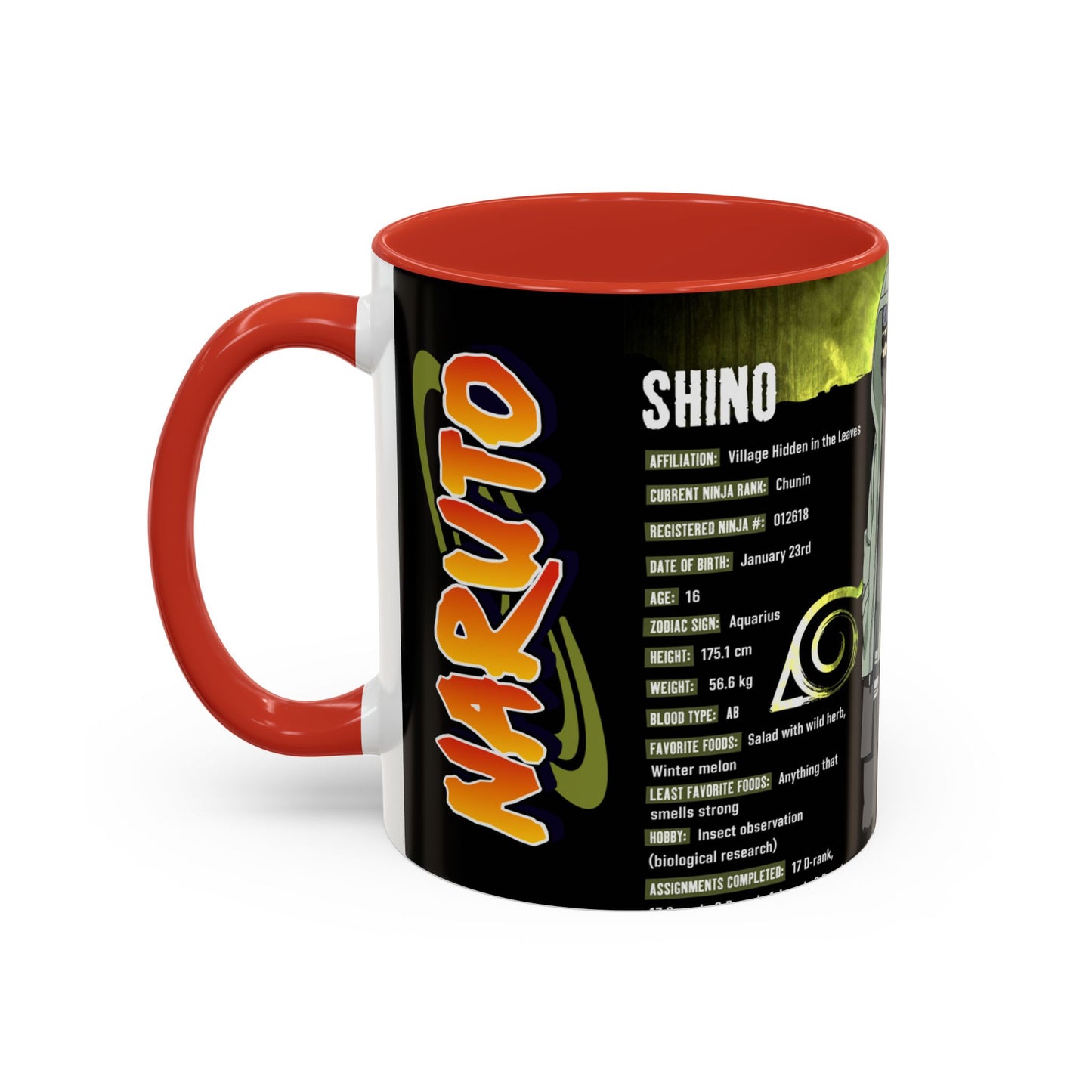 Naruto Shippuden Shino Aburame Accent Coffee Mug | Anime Character Fan Gift (11/15oz)
