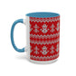 Snowman Knit Pattern Accent Mug | Christmas Holiday Coffee Cup