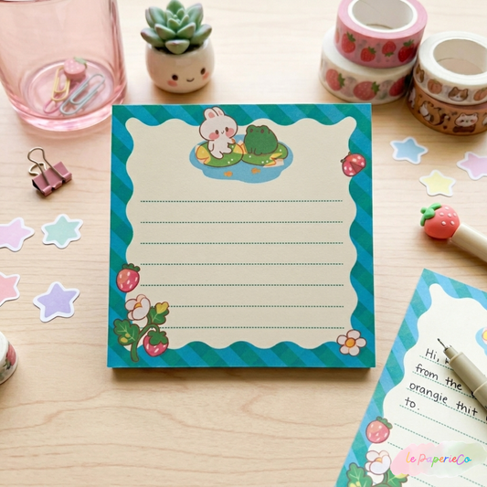 Kawaii Bunny & Frog Notepad | 3x3 in, 50 pages