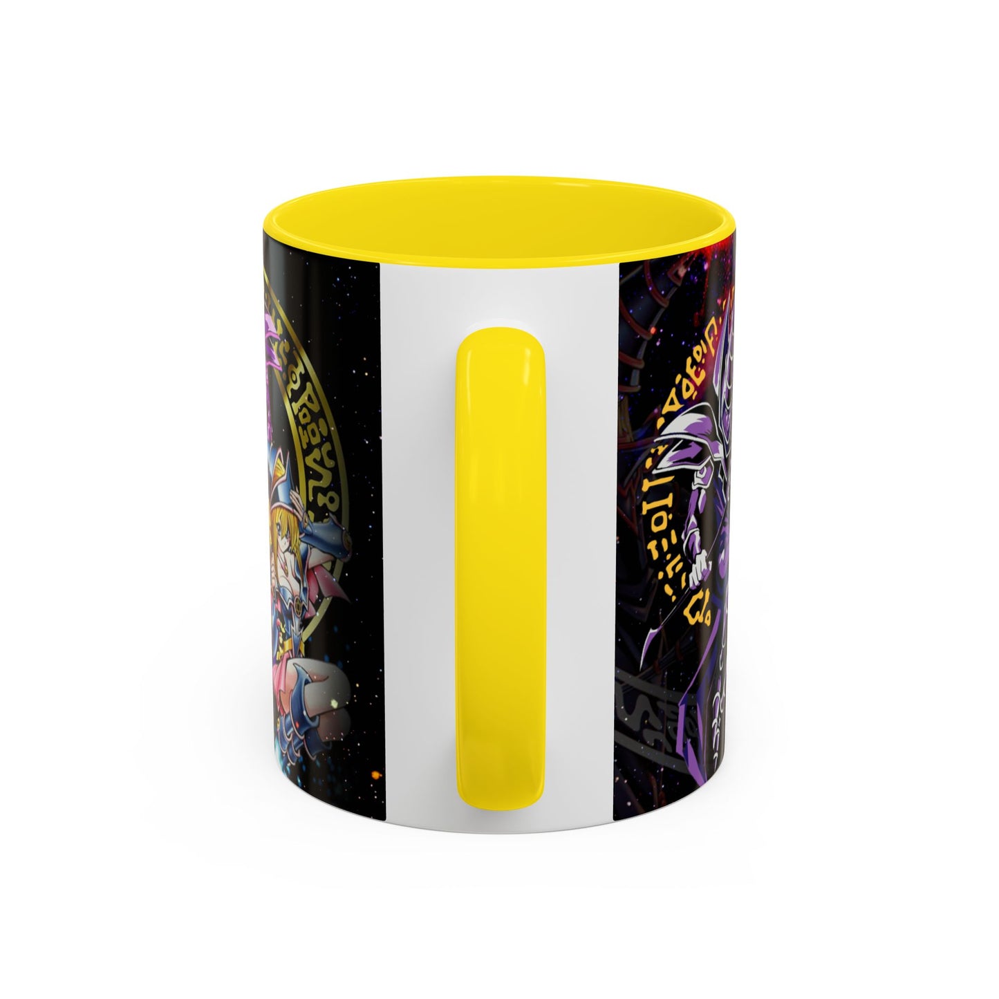 Yu-Gi-Oh! Dark Magician & Dark Magician Girl Accent Coffee Mug | Anime Duelist Galaxy Design (11/15oz)