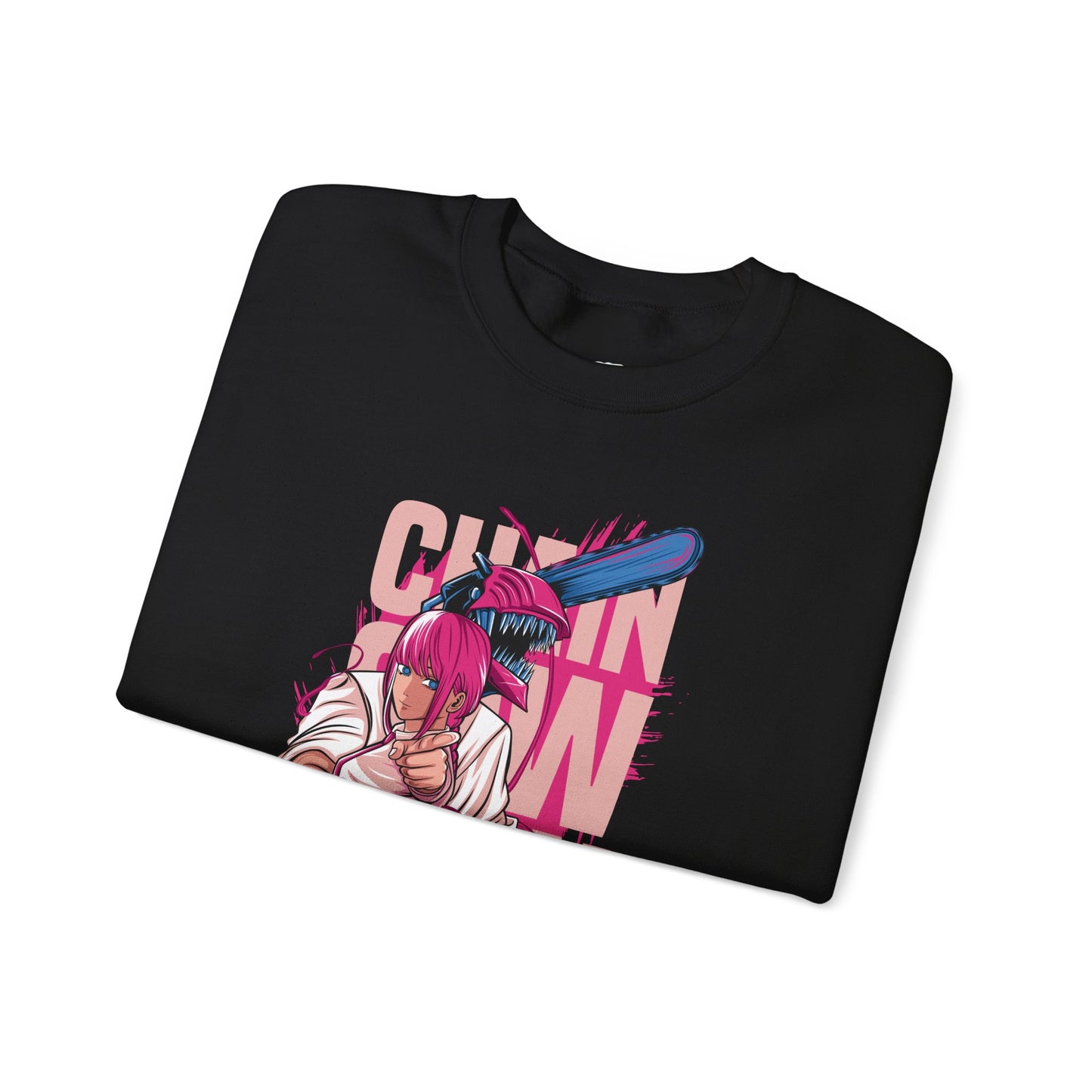 Cherry Anime Girl with Bat Crewneck Sweatshirt | Kawaii Japanese Text